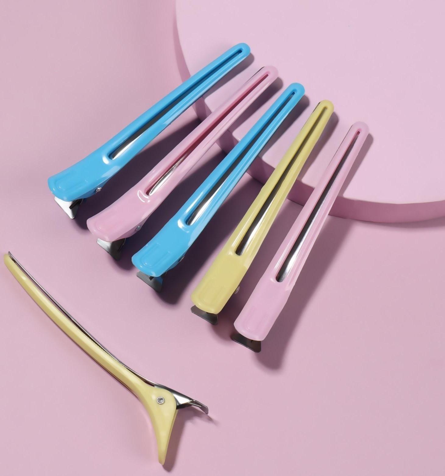 Зажимы для волос, 10 см, 6 шт, цвет МИКС