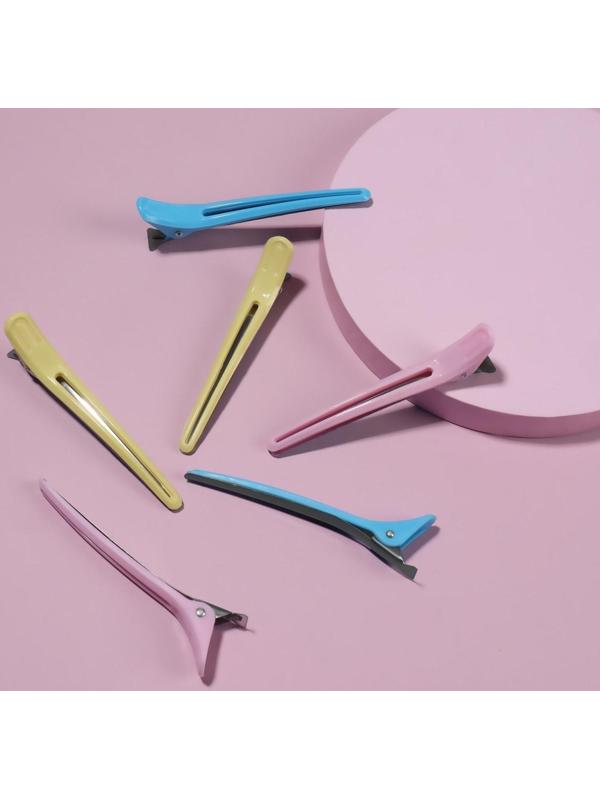 Зажимы для волос, 10 см, 6 шт, цвет МИКС