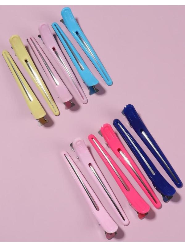 Зажимы для волос, 10 см, 6 шт, цвет МИКС