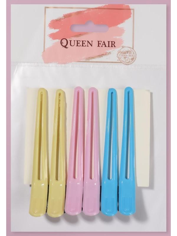 Зажимы для волос, 10 см, 6 шт, цвет МИКС