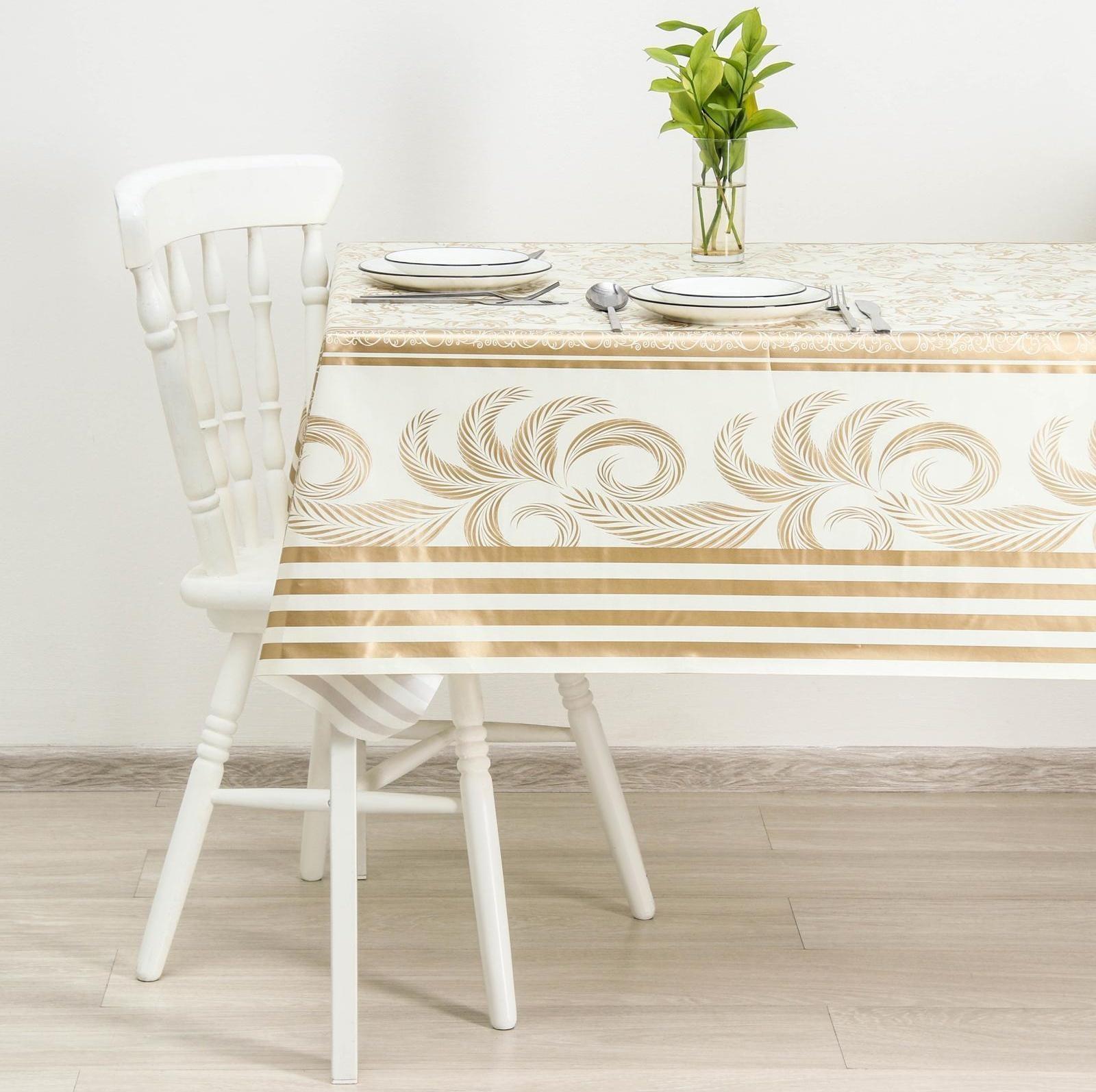 Клеёнка столовая на нетканой основе Доляна «Роза», ширина 137 см, рулон 20 м, цвет бежевый