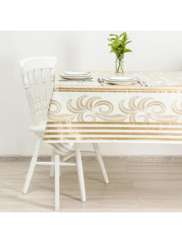 Клеёнка столовая на нетканой основе Доляна «Роза», ширина 137 см, рулон 20 м, цвет бежевый