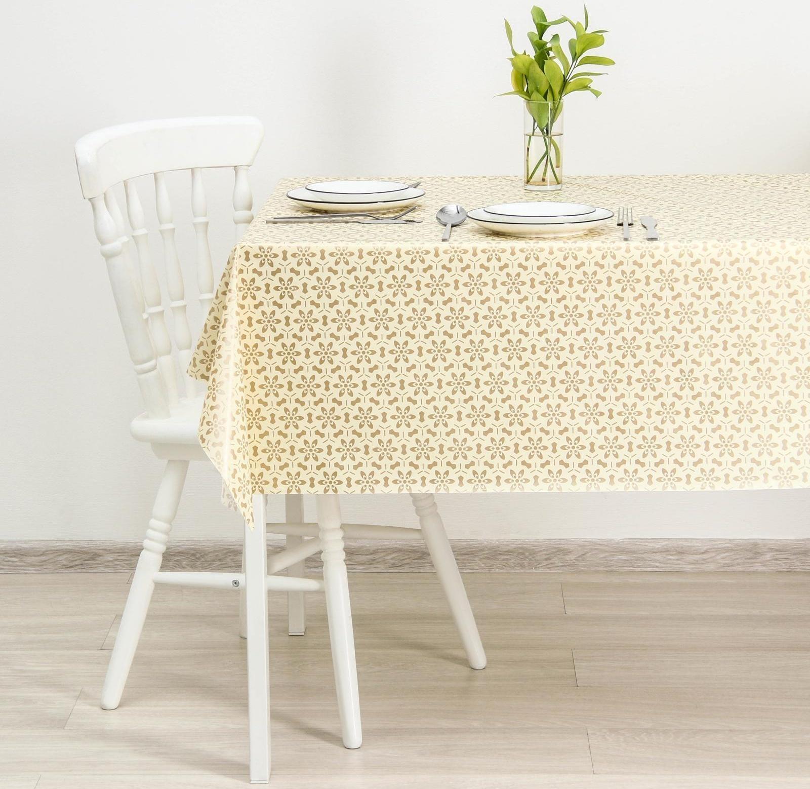 Клеёнка столовая на нетканой основе Доляна «Руби», ширина 137 см, рулон 20 м, цвет бежевый