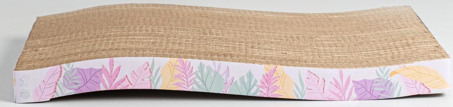 Когтеточка из картона с кошачьей мятой «Тропические листья», волна, 45 × 21 × 3.5 см