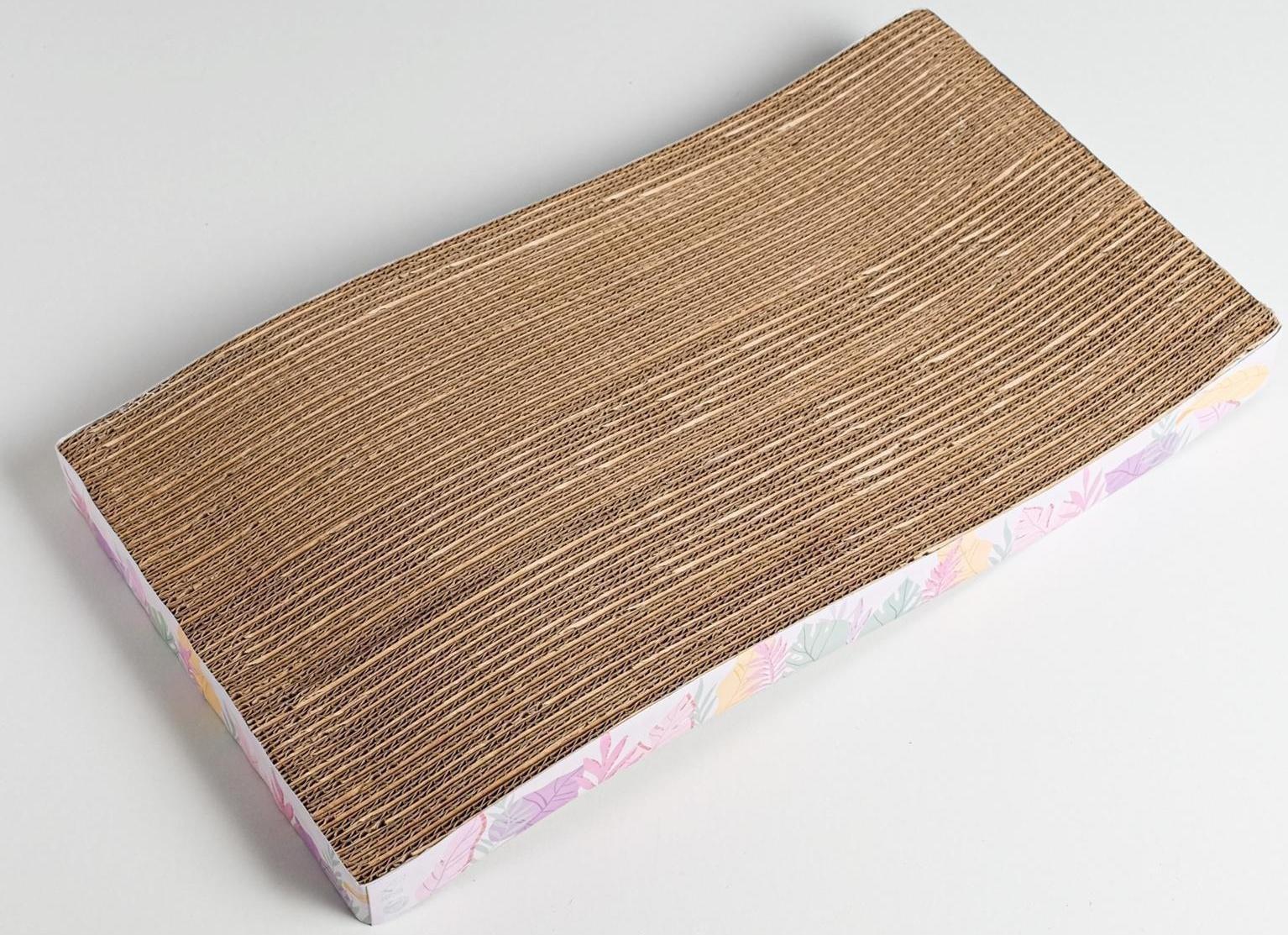 Когтеточка из картона с кошачьей мятой «Тропические листья», волна, 45 × 21 × 3.5 см