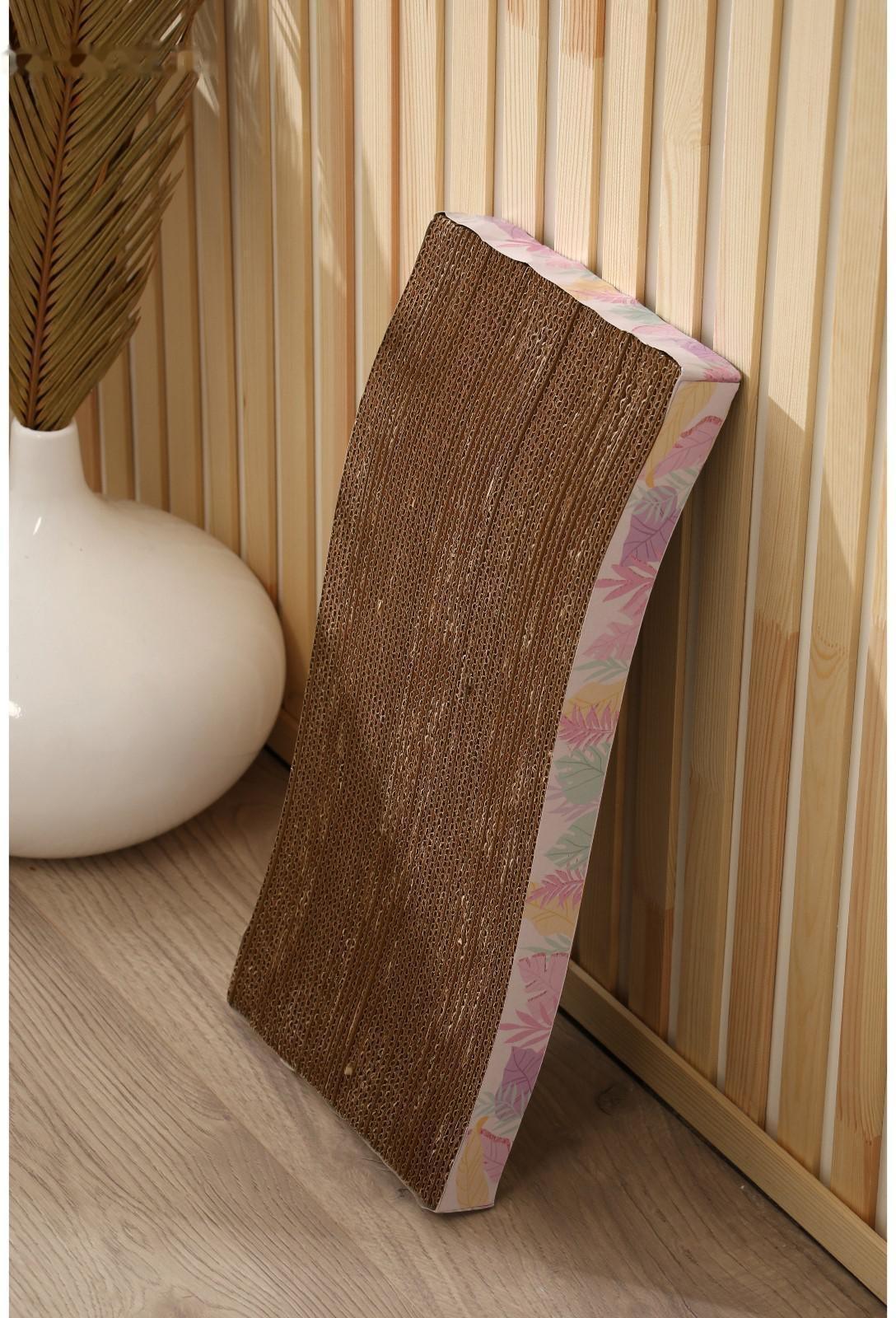 Когтеточка из картона с кошачьей мятой «Тропические листья», волна, 45 × 21 × 3.5 см