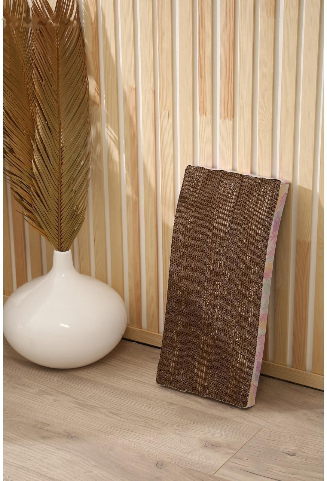 Когтеточка из картона с кошачьей мятой «Тропические листья», волна, 45 × 21 × 3.5 см