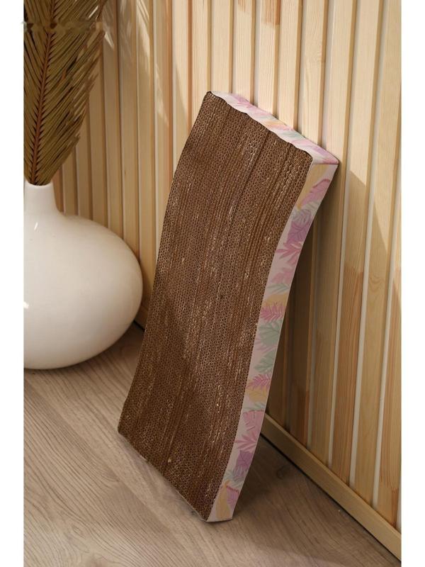 Когтеточка из картона с кошачьей мятой «Тропические листья», волна, 45 × 21 × 3.5 см