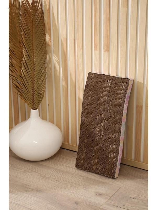 Когтеточка из картона с кошачьей мятой «Тропические листья», волна, 45 × 21 × 3.5 см