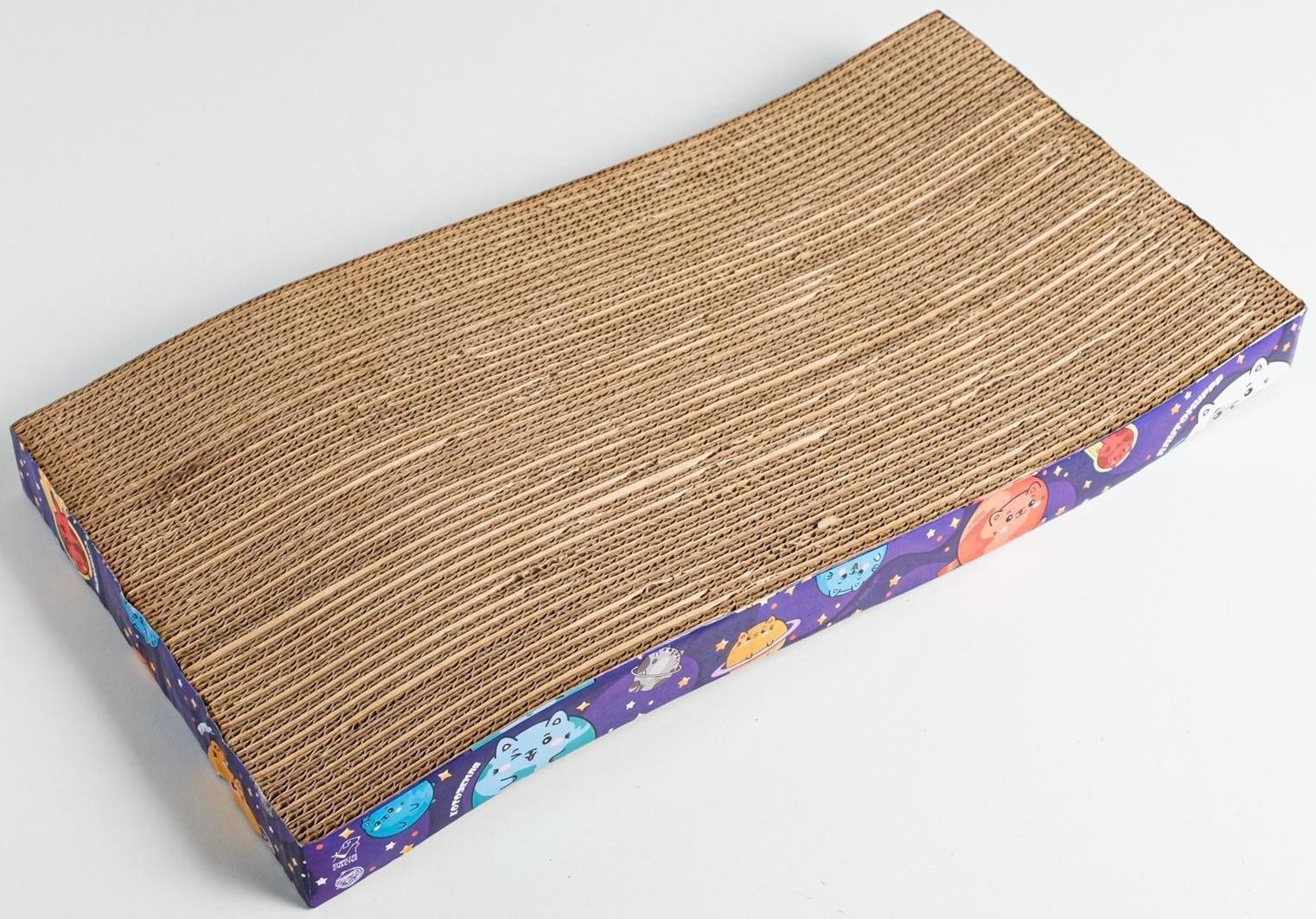 Когтеточка из картона с кошачьей мятой «Котокосмос», волна, 45 × 20 × 3.5 см