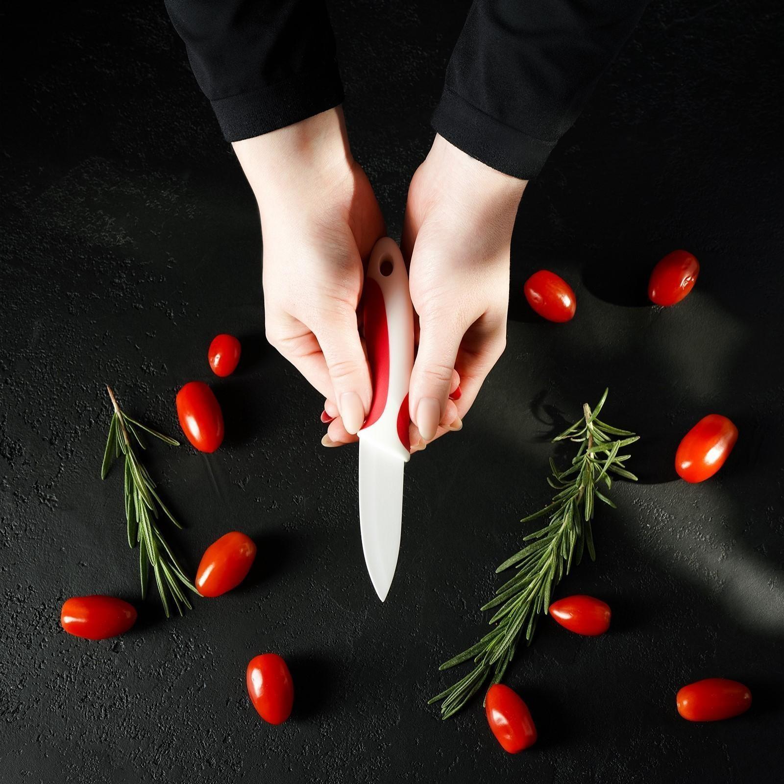 Нож керамический Доляна «Умелец», лезвие 7 см, цвет красный