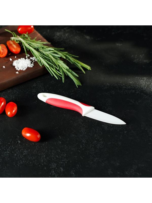 Нож керамический Доляна «Умелец», лезвие 7 см, цвет красный