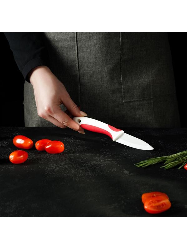 Нож керамический Доляна «Умелец», лезвие 7 см, цвет красный