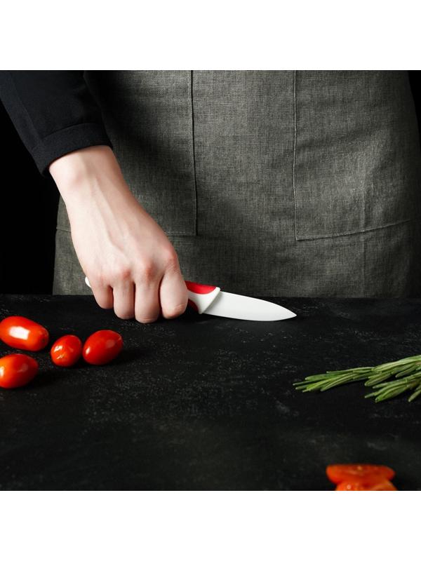 Нож керамический Доляна «Умелец», лезвие 7 см, цвет красный