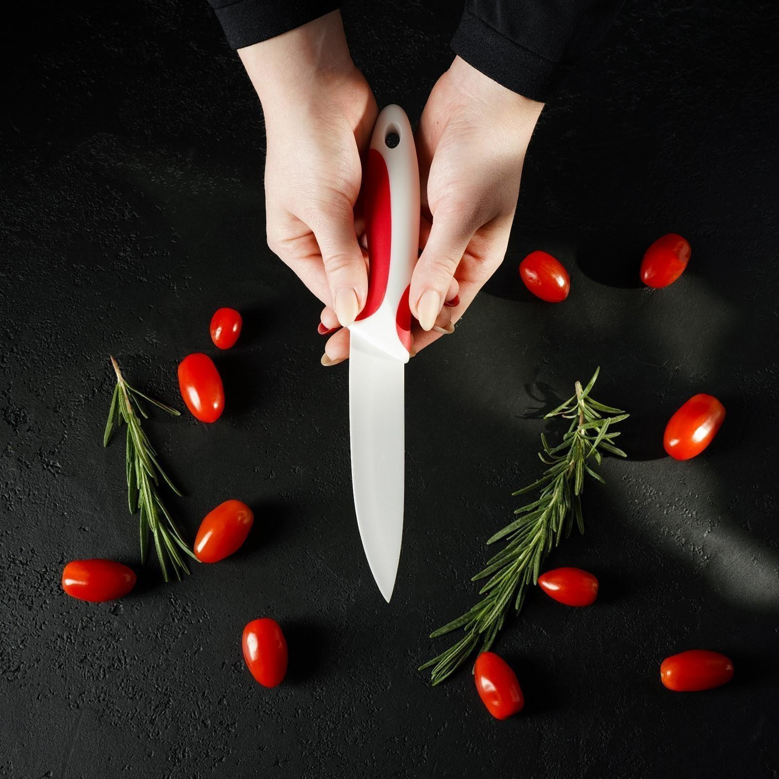 Нож керамический Доляна «Умелец», лезвие 13 см, цвет красный