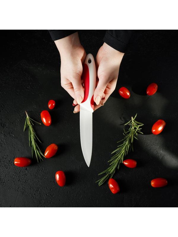 Нож керамический Доляна «Умелец», лезвие 13 см, цвет красный