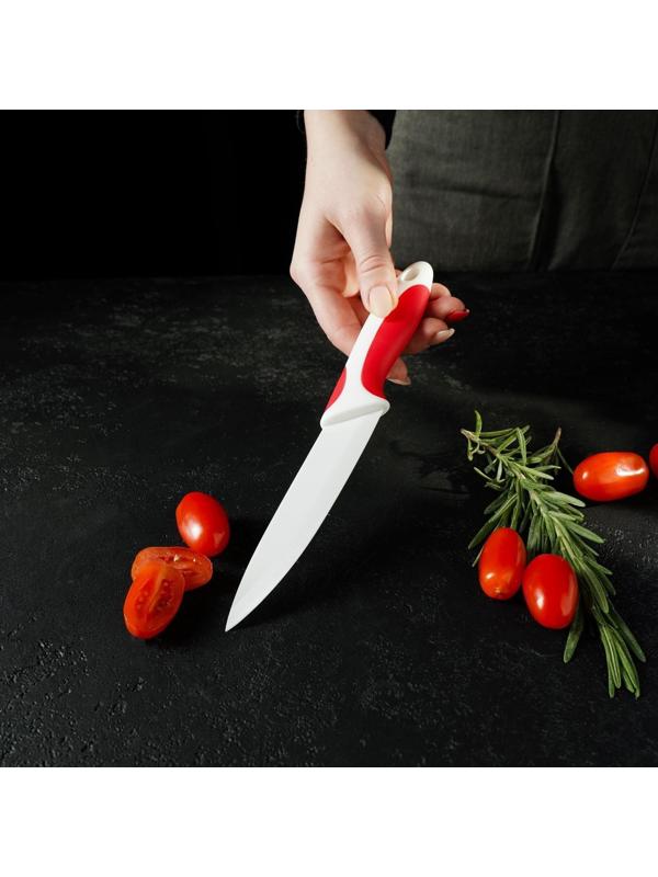 Нож керамический Доляна «Умелец», лезвие 13 см, цвет красный