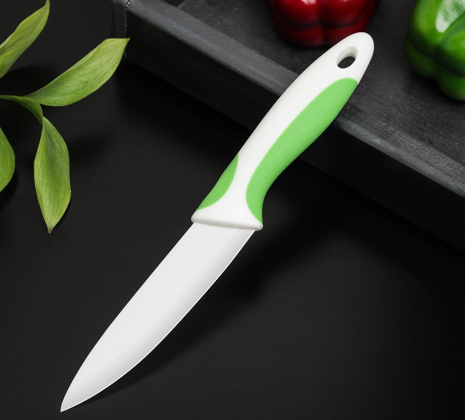 Нож керамический Доляна «Умелец», лезвие 13 см, цвет зелёный