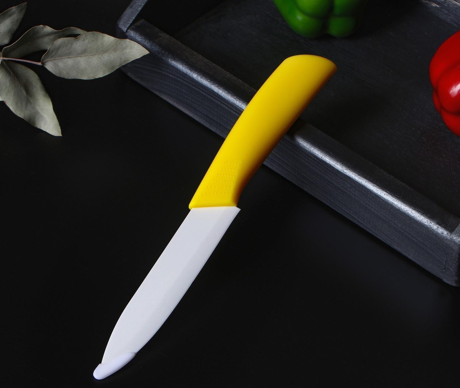 Нож керамический «Симпл», лезвие 12,5 см, ручка soft touch, цвет жёлтый