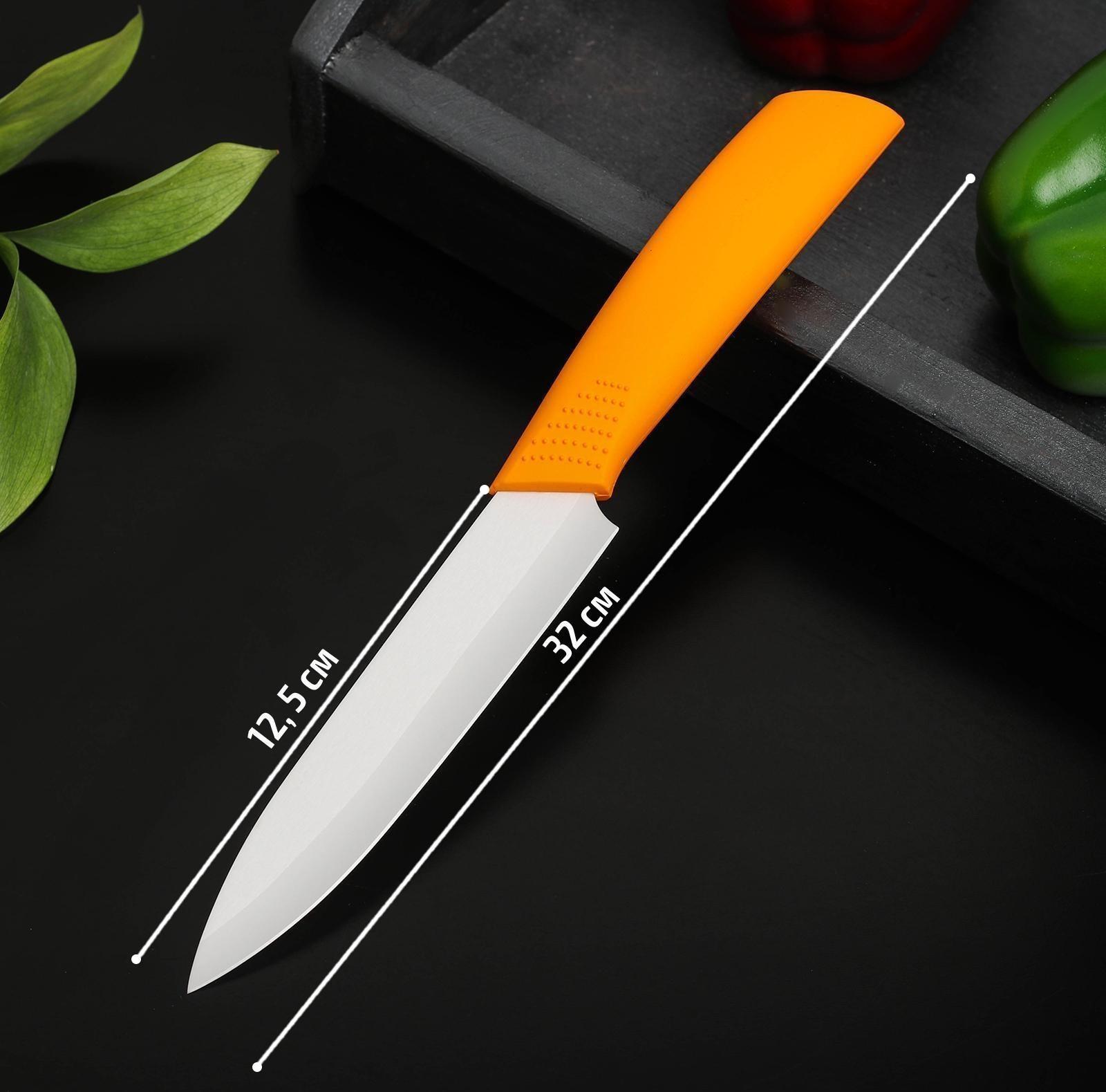 Нож керамический «Симпл», лезвие 12,5 см, ручка soft touch, цвет жёлтый