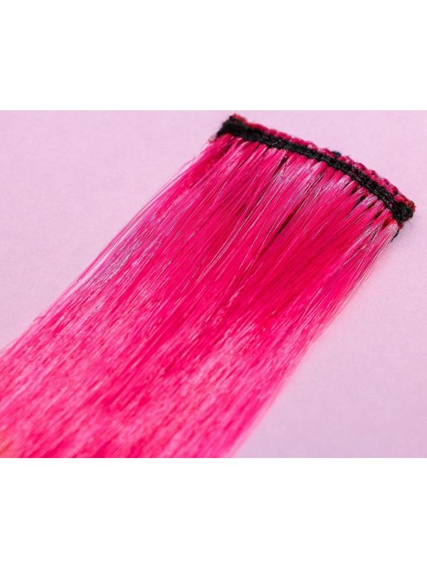 Цветные пряди для волос «Живи Ярко», (ярко-розовый) 50 см