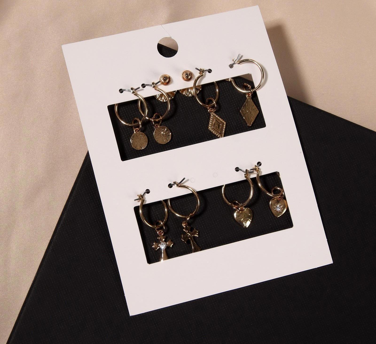 Серьги-кольца набор 5 пар 