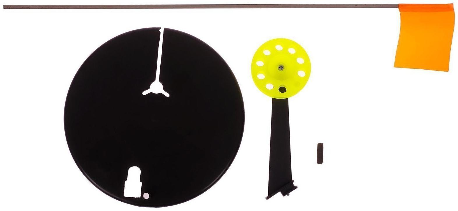 Жерлица с прямой стойкой, цвет чёрный с жёлтой катушкой