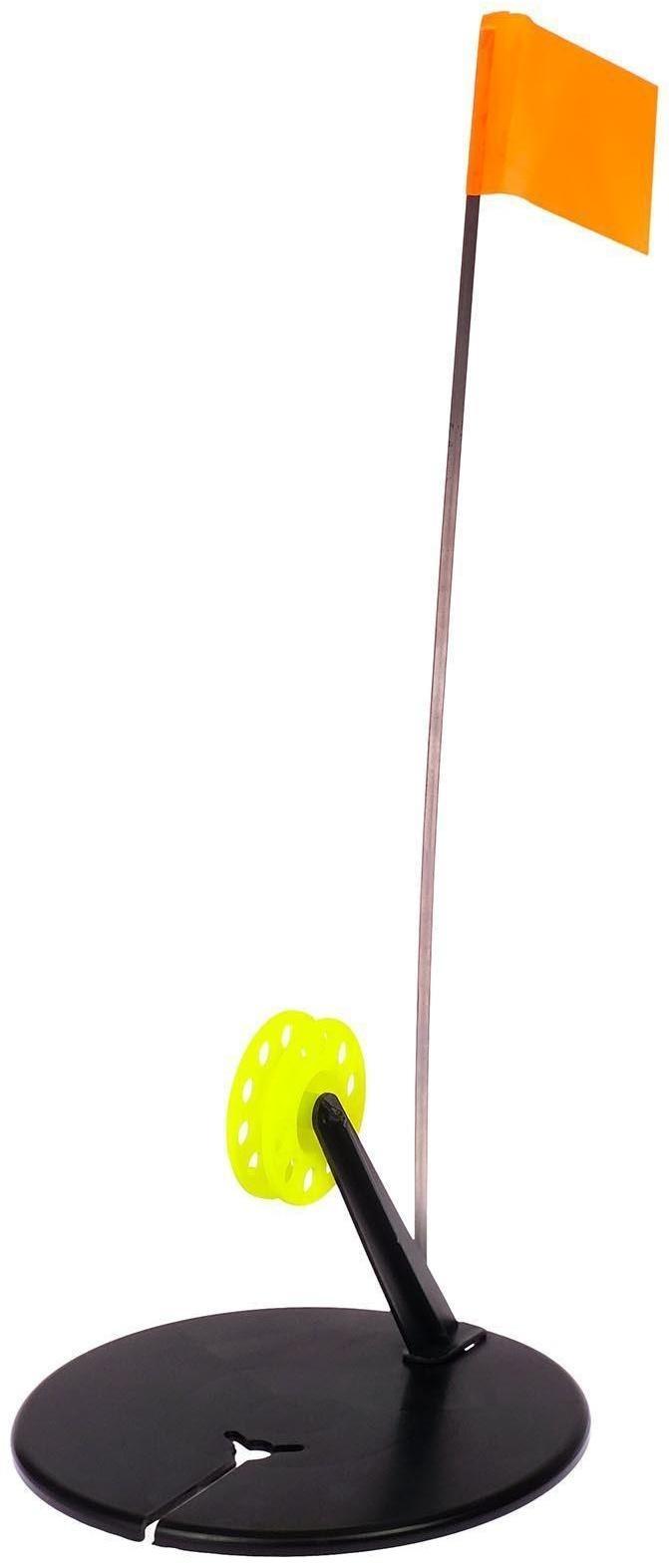 Жерлица с прямой стойкой, цвет чёрный с жёлтой катушкой