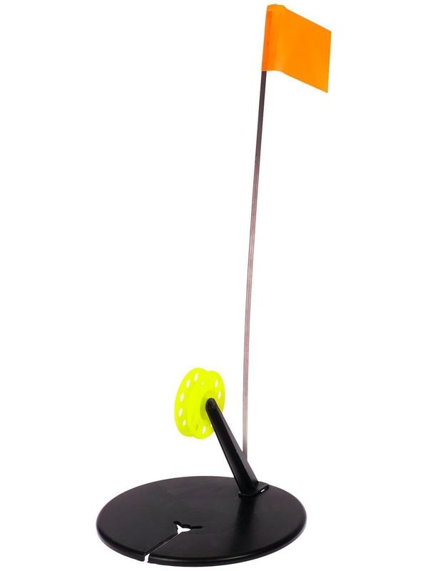 Жерлица с прямой стойкой, цвет чёрный с жёлтой катушкой