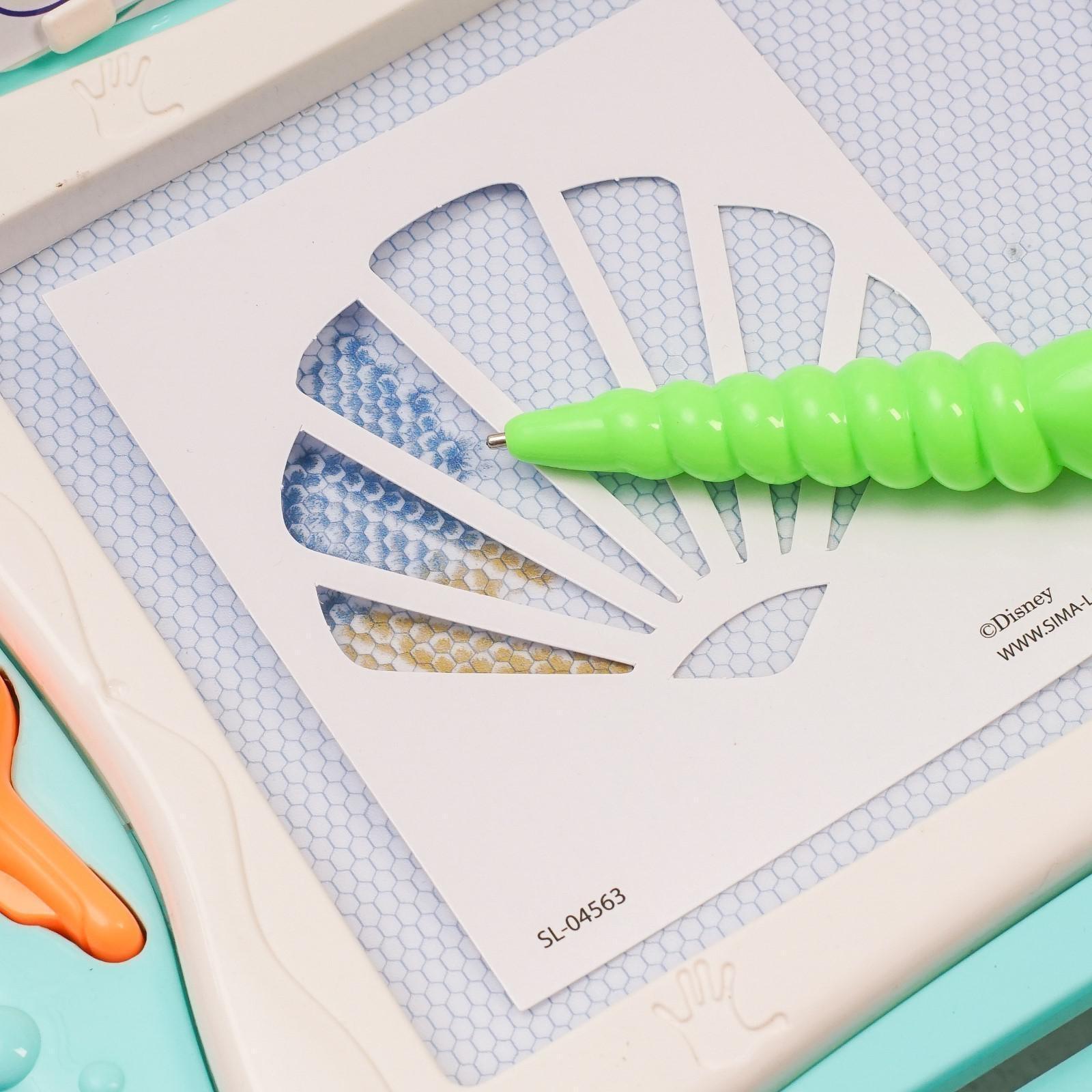 Столик и планшет для магнитного рисования «Русалочка», 3в1, мольберт, шаблоны, наклейки