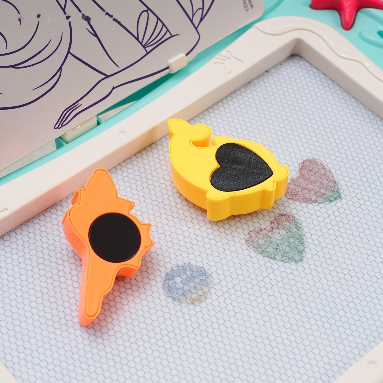 Столик и планшет для магнитного рисования «Русалочка», 3в1, мольберт, шаблоны, наклейки