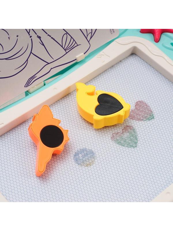 Столик и планшет для магнитного рисования «Русалочка», 3в1, мольберт, шаблоны, наклейки