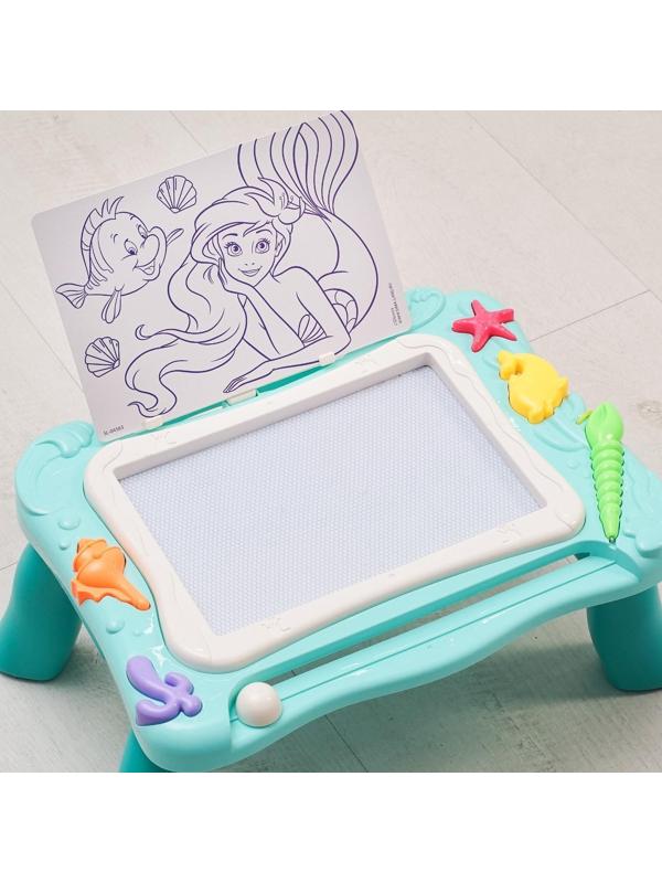 Столик и планшет для магнитного рисования «Русалочка», 3в1, мольберт, шаблоны, наклейки