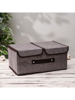 Короб стеллажный для хранения с двойной крышкой «Тэри», 36×25×16 см, цвет серый