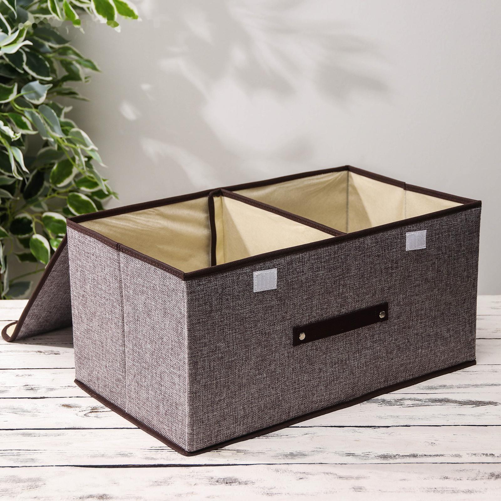 Короб стеллажный для хранения с двойной крышкой «Тэри», 50×30×25 см, цвет серый