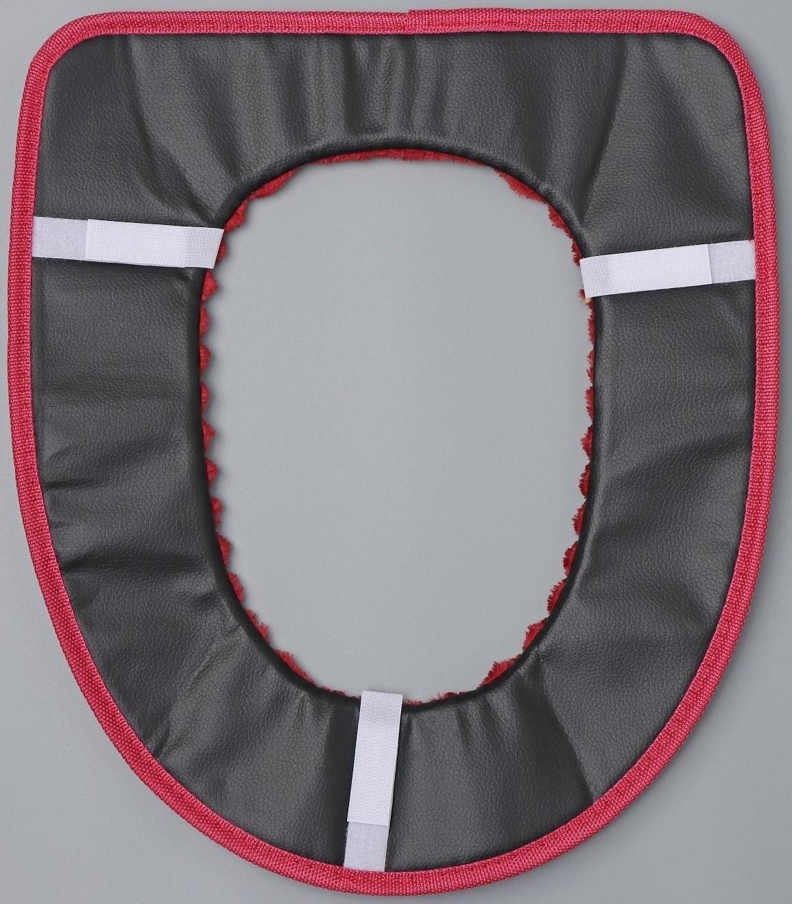 Чехол на сиденье для унитаза на липучках Доляна «Плюша», 37×42 см, цвет МИКС