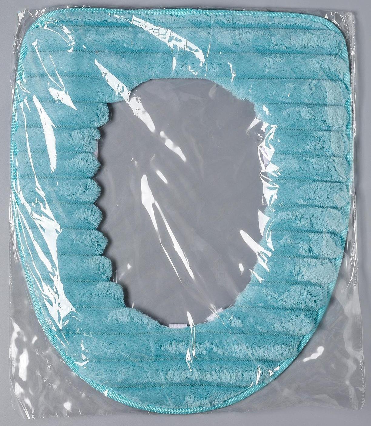 Чехол на сиденье для унитаза на липучках Доляна «Плюша», 37×42 см, цвет МИКС