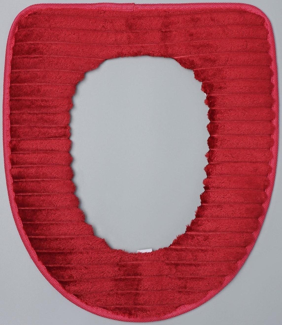 Чехол на сиденье для унитаза на липучках Доляна «Плюша», 37×42 см, цвет МИКС