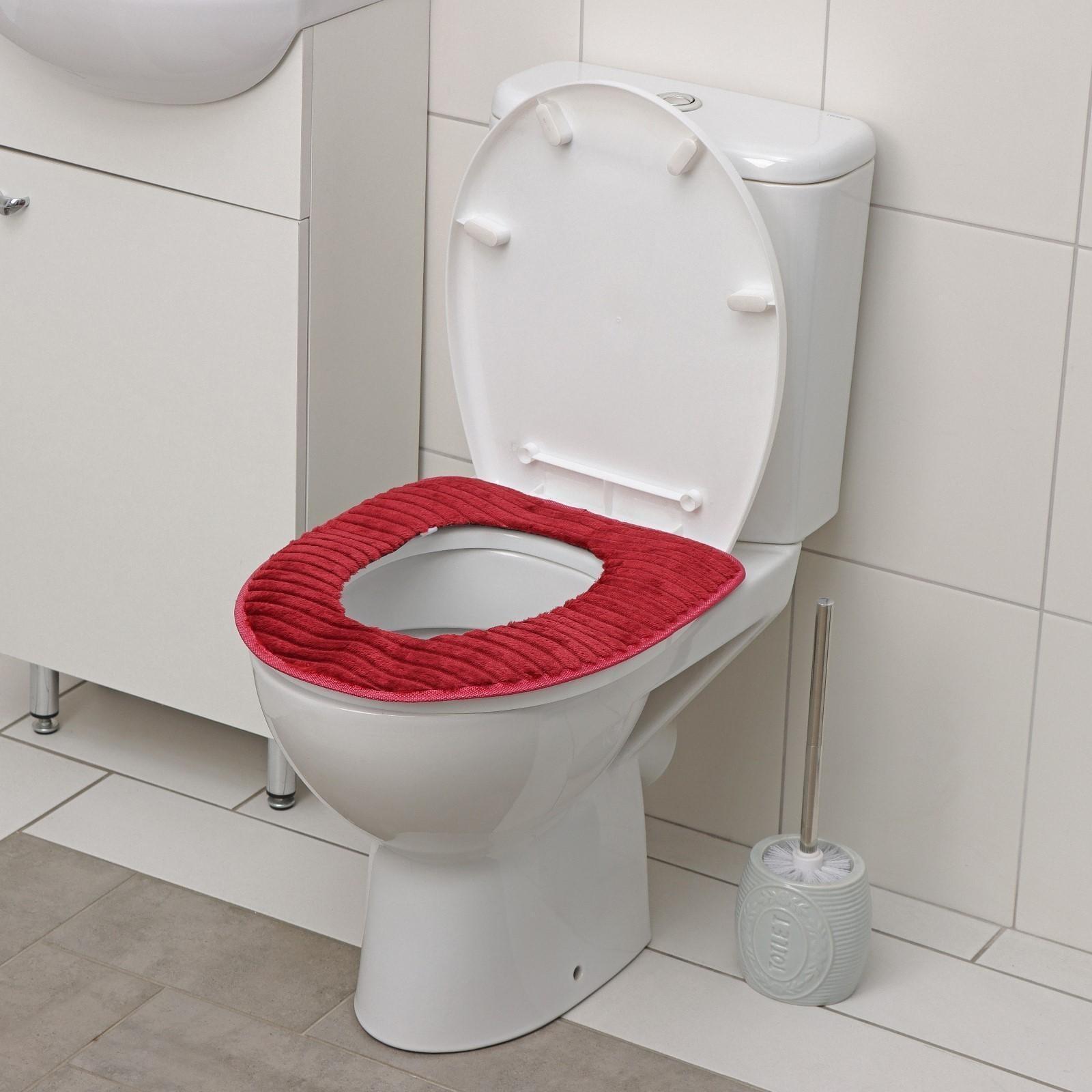 Чехол на сиденье для унитаза на липучках Доляна «Плюша», 37×42 см, цвет МИКС