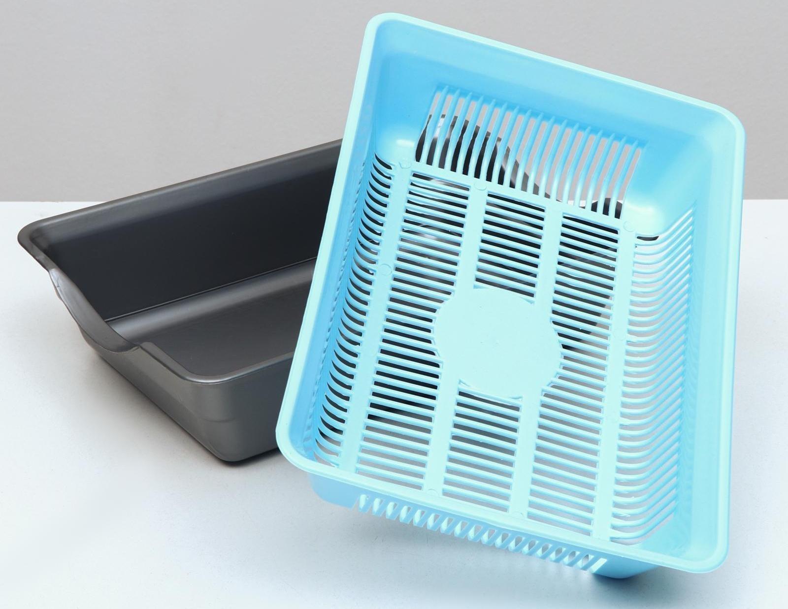 Туалет глубокий с сеткой 36 х 25 х 9 см, голубой/серый