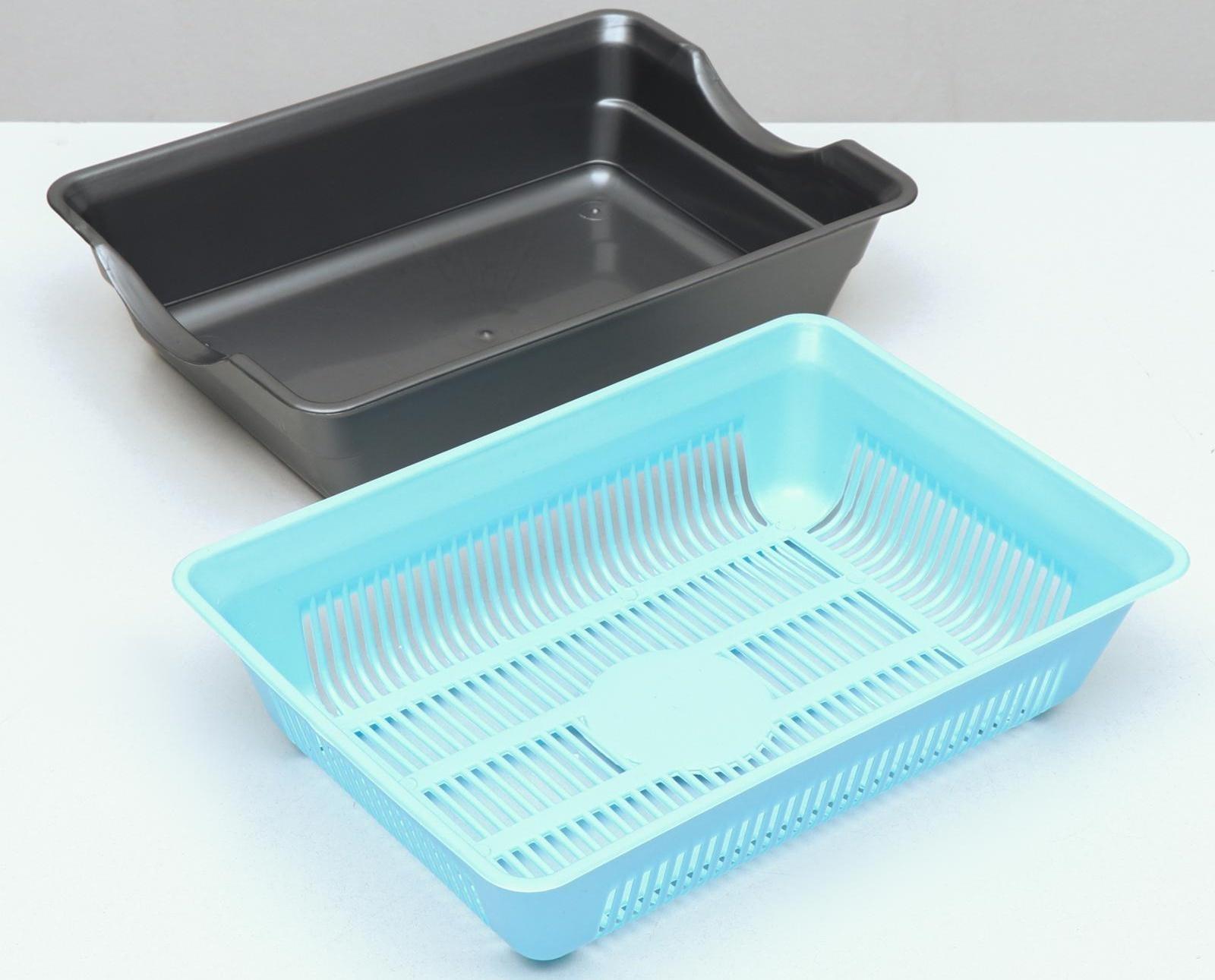 Туалет глубокий с сеткой 36 х 25 х 9 см, голубой/серый