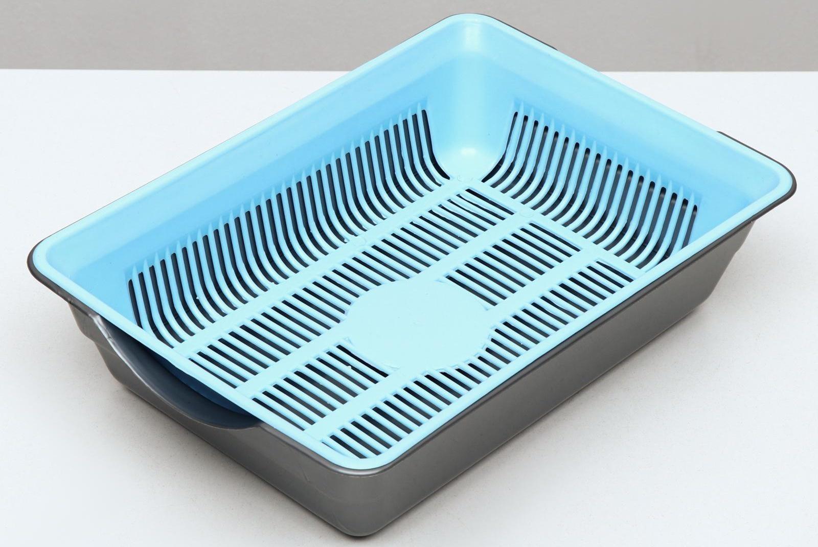 Туалет глубокий с сеткой 36 х 25 х 9 см, голубой/серый