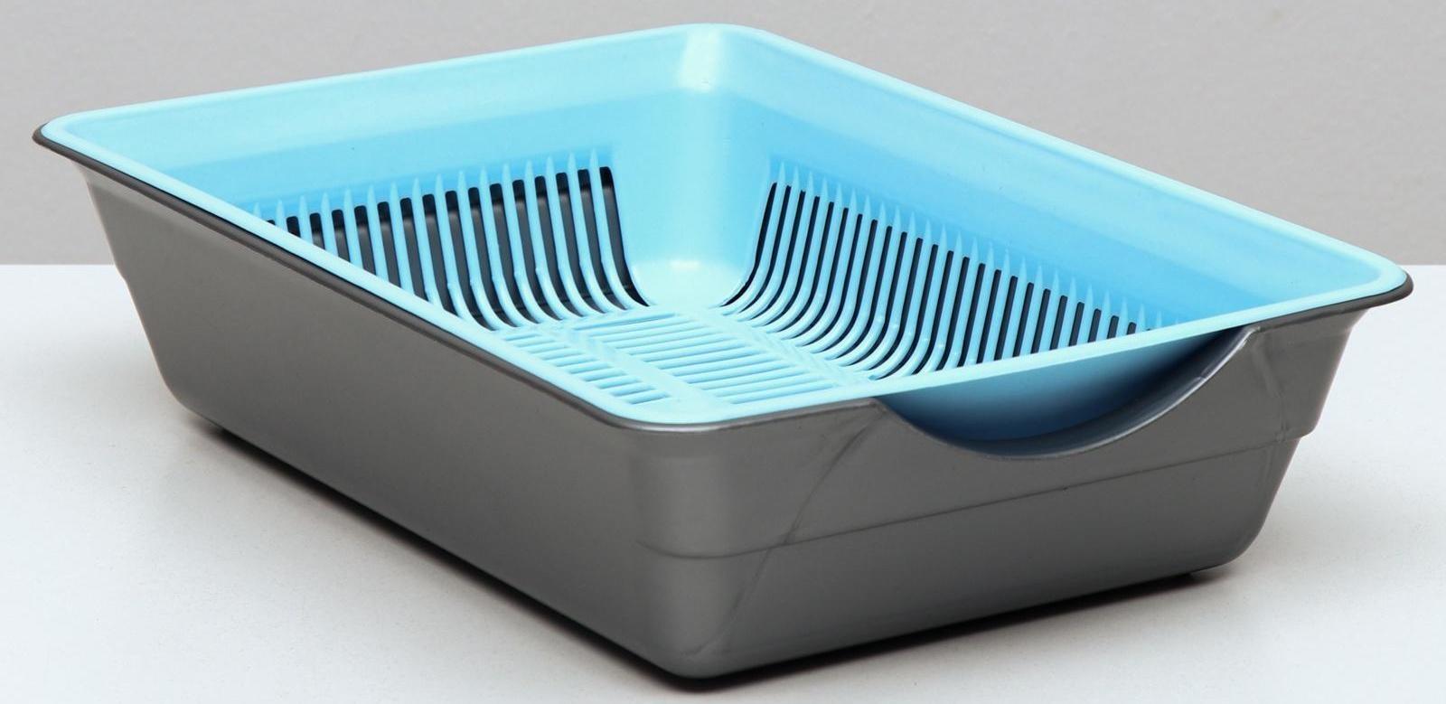 Туалет глубокий с сеткой 36 х 25 х 9 см, голубой/серый