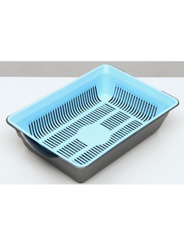 Туалет глубокий с сеткой 36 х 25 х 9 см, голубой/серый