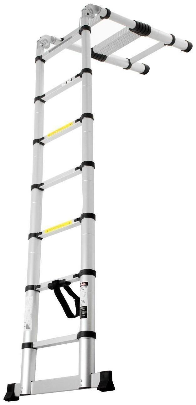 Стремянка-лестница телескопическая ТУНДРА, раскладная, алюминиевая, 2.2 х 2.2 м