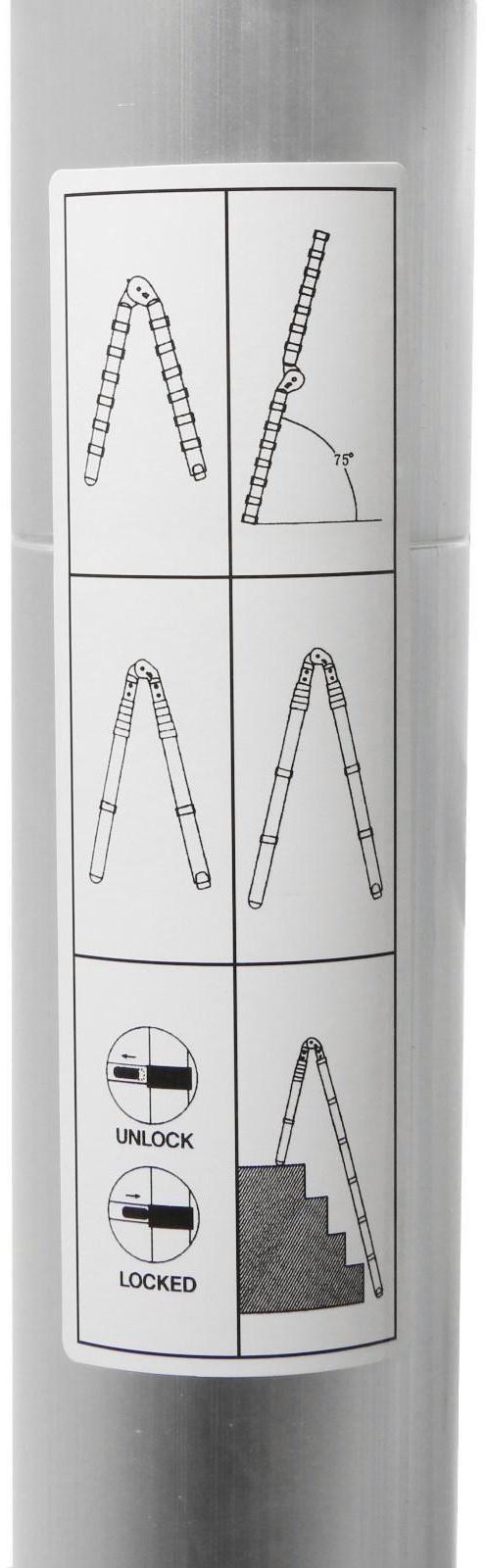 Стремянка-лестница телескопическая ТУНДРА, раскладная, алюминиевая, 2.2 х 2.2 м