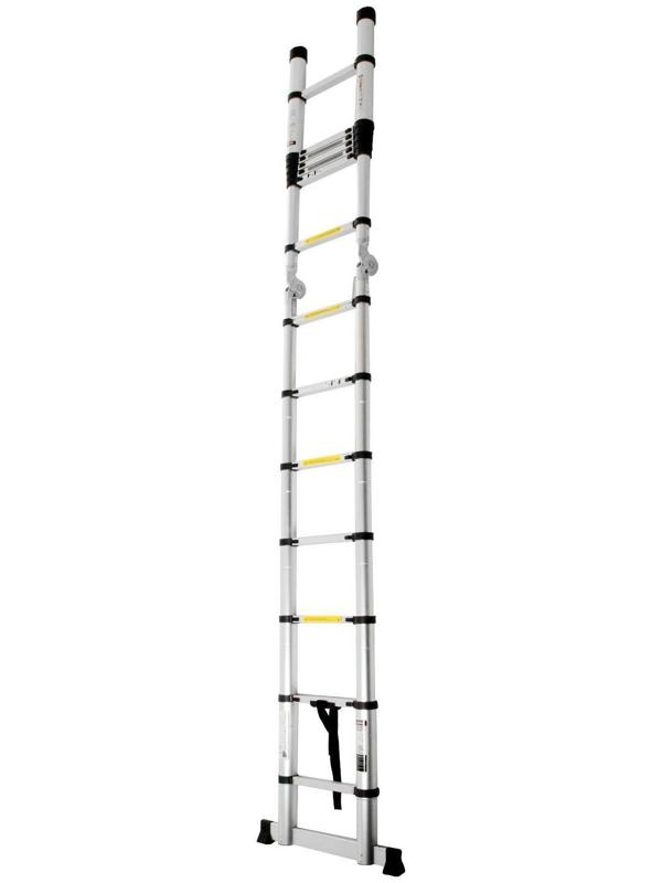 Стремянка-лестница телескопическая ТУНДРА, раскладная, алюминиевая, 2.2 х 2.2 м