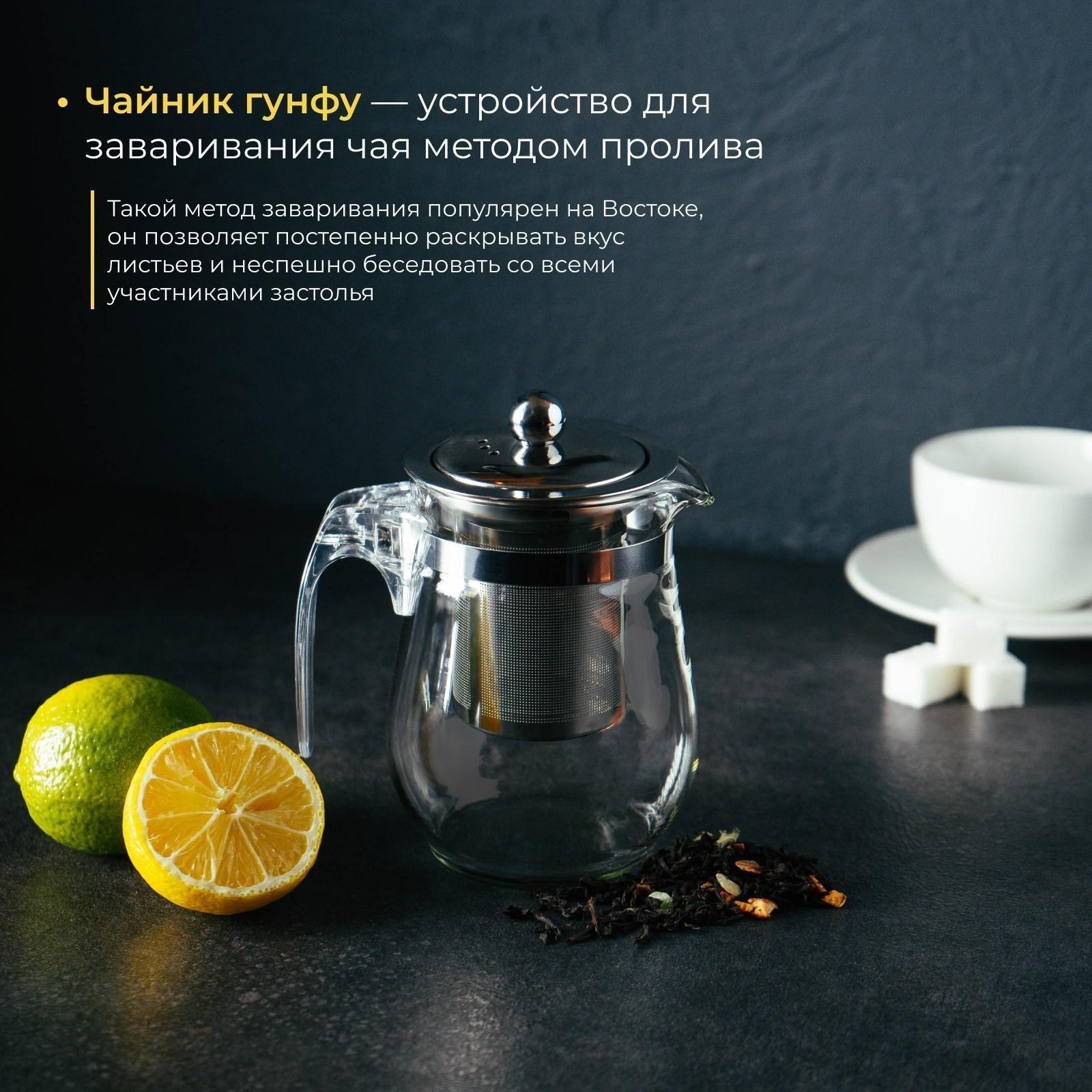 Чайник стеклянный заварочный Magistro «Мехико» 5425823, 500 мл, с металлическим ситом, пластиковая колба