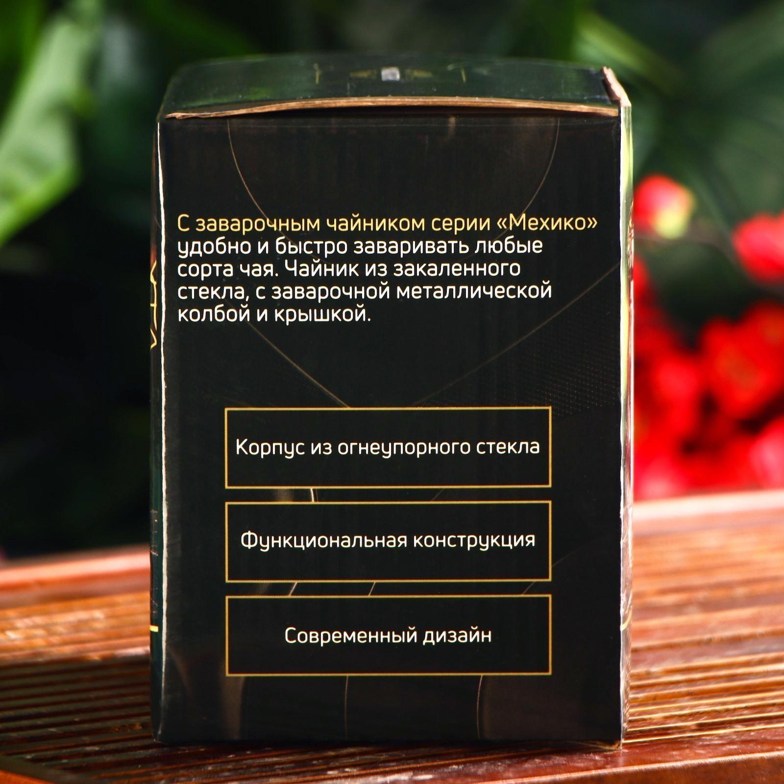 Чайник стеклянный заварочный Magistro «Мехико» 5425823, 500 мл, с металлическим ситом, пластиковая колба