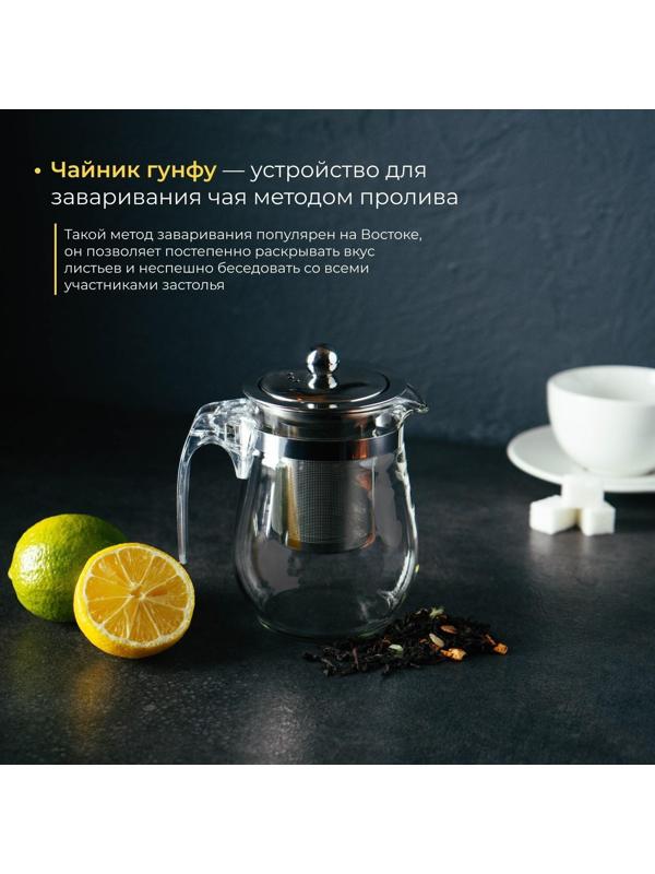 Чайник стеклянный заварочный Magistro «Мехико» 5425823, 500 мл, с металлическим ситом, пластиковая колба
